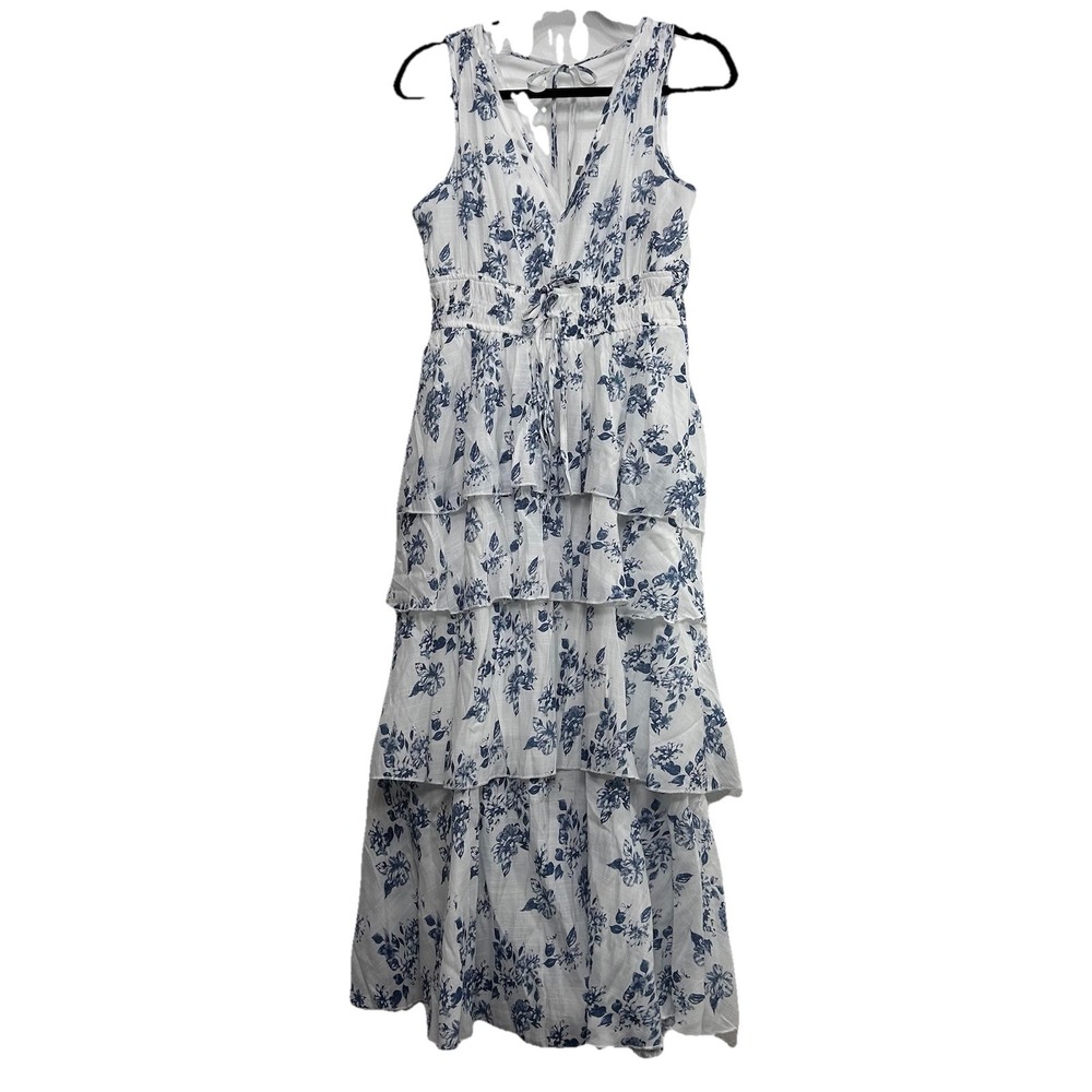 Women's White And Blue Floral Dress size small Sleeveless - Picture 12 of 16